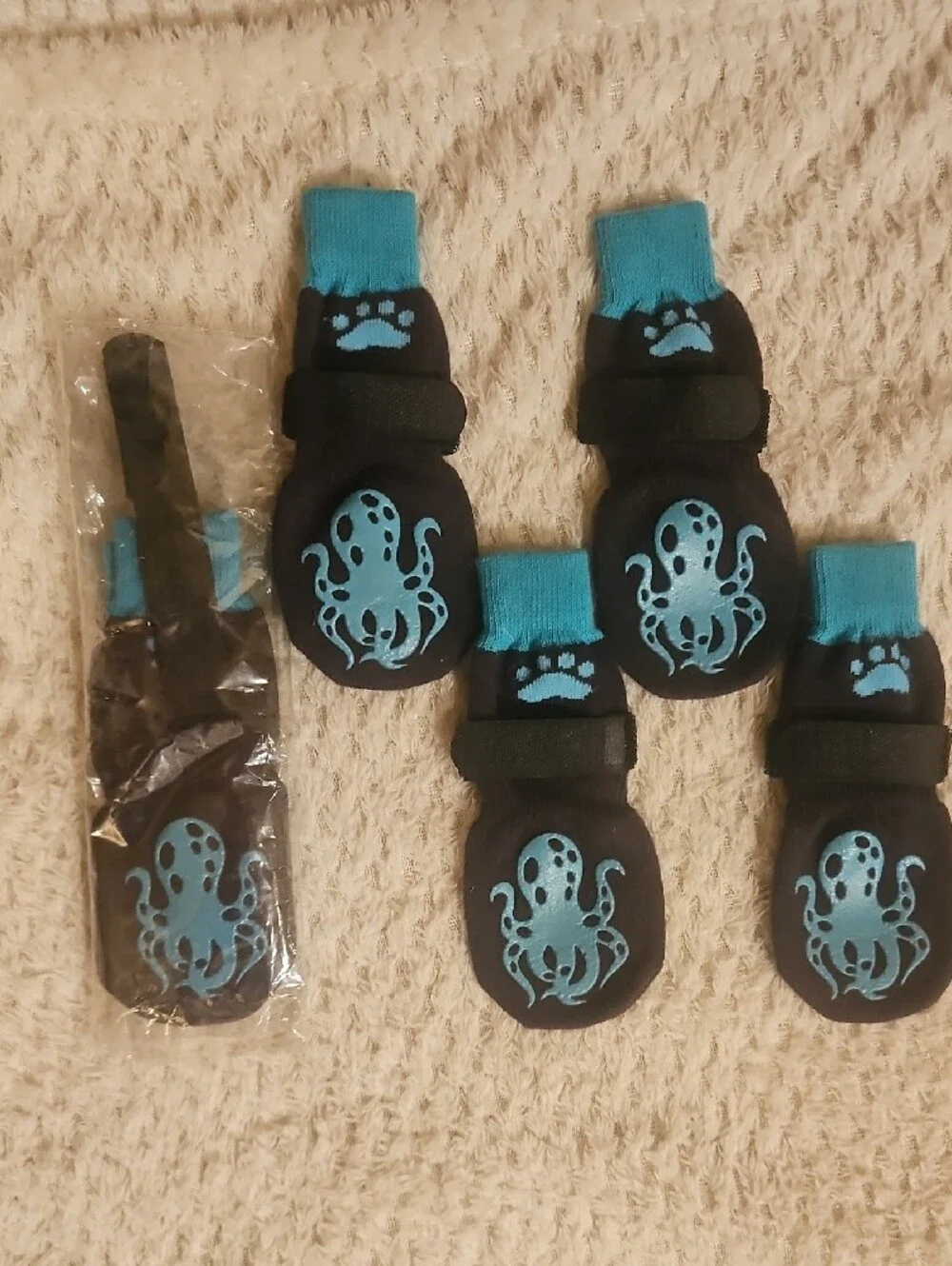 Black & Blue Small Pet Non-Slip Paw Socks - Set of 4